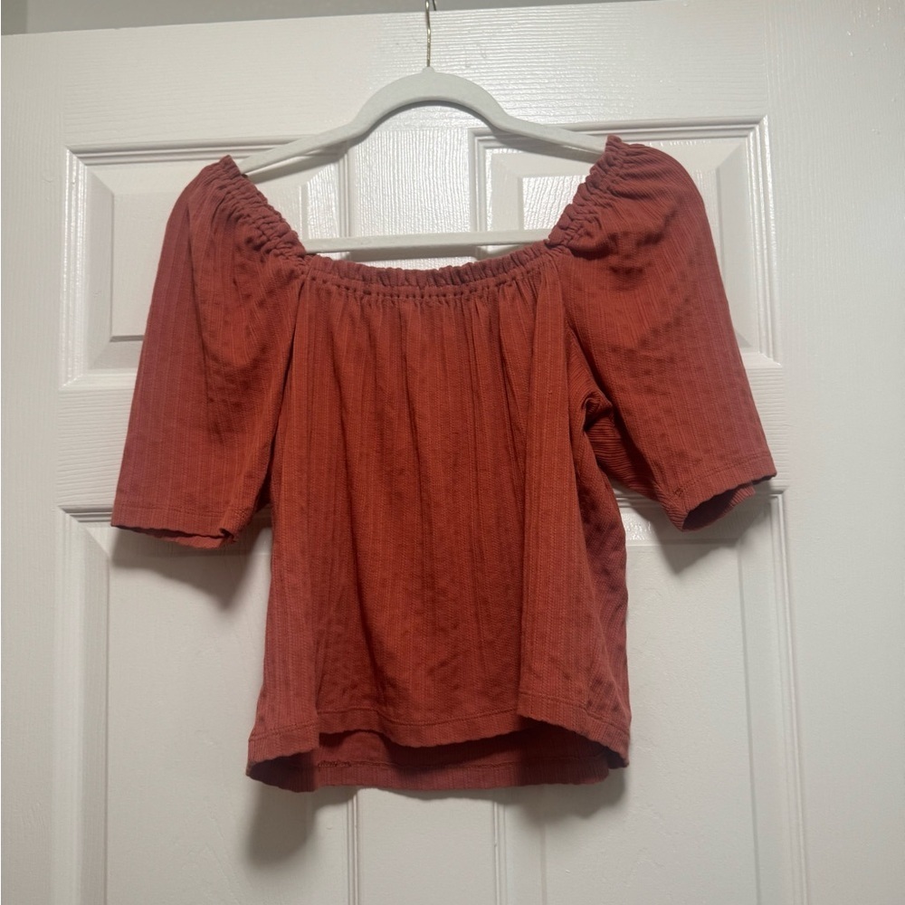 Madewell Pointelle Knit Peasant Top